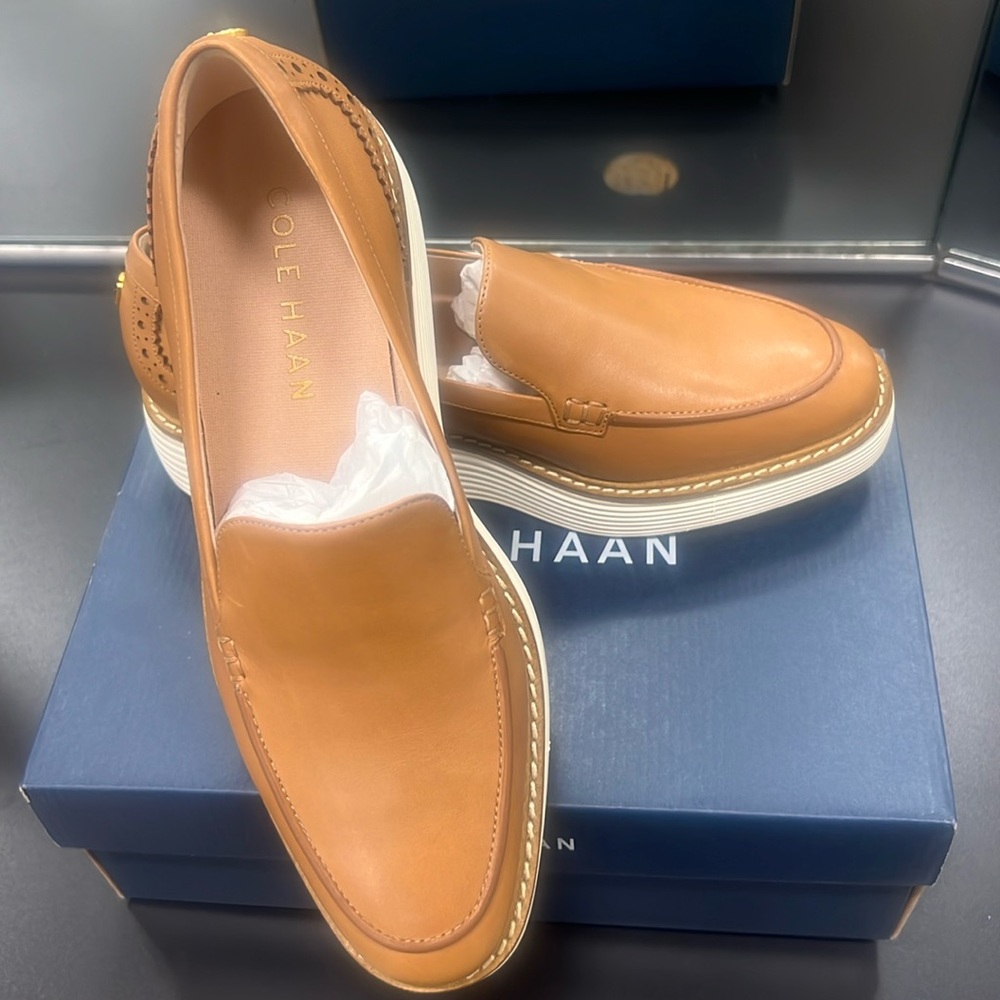 Cole Haan Tan Leather Slip-On Loafers